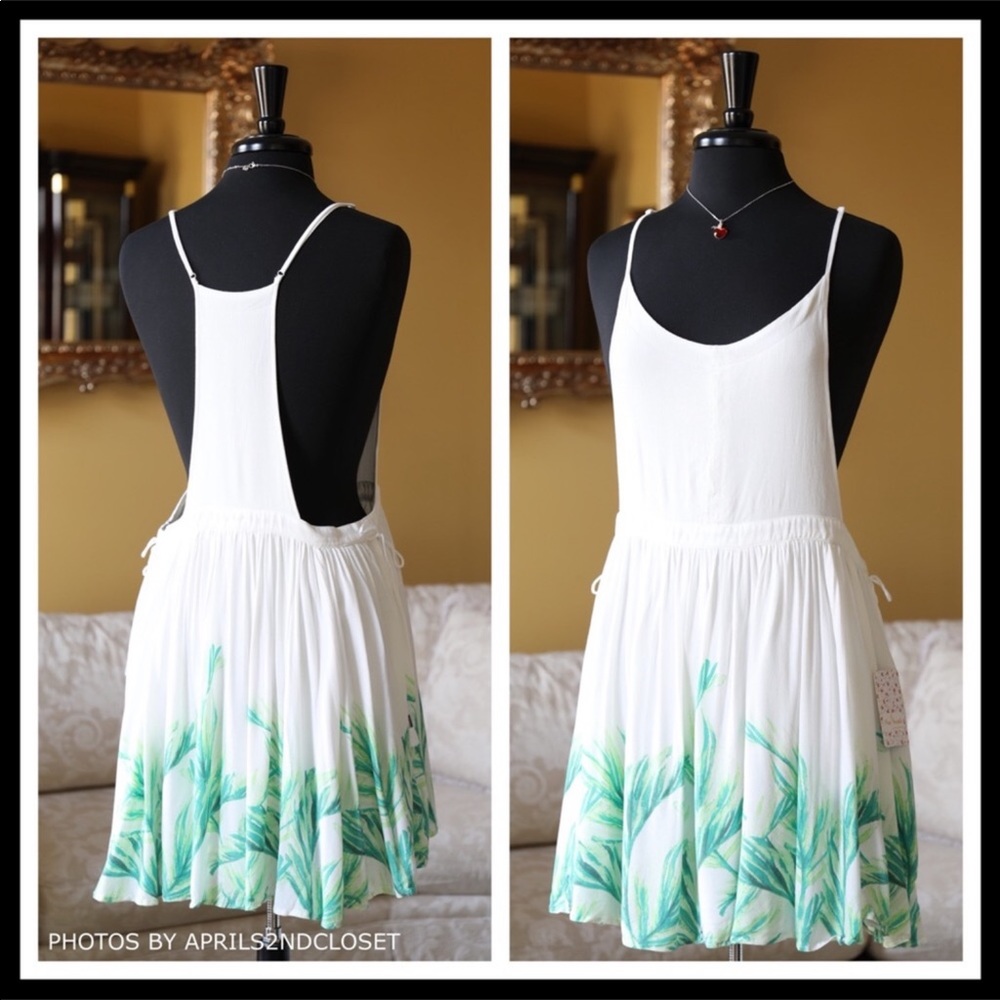 FREE PEOPLE WHITE BOHO PRINT SLIP MINI DRESS A3C - Picture 3 of 8
